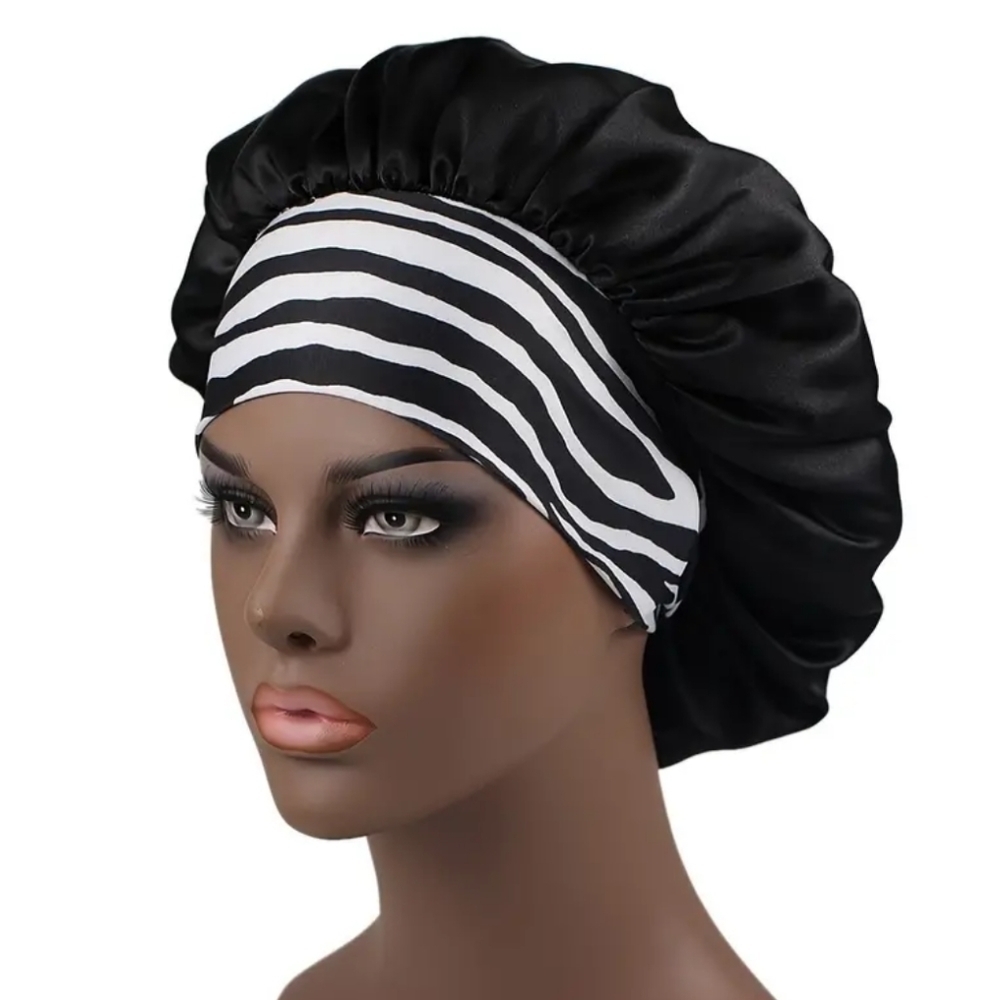 New Black and white women's hair bonnet - Picture 3 of 3